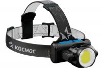Светодиодный налобный фонарь КОСМОС 3Вт XPE, 5Вт COB, 1200Mah LI-On, зарядка Micro USB KOCH5WLi-On 1