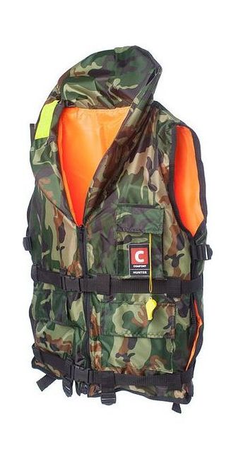 Жилет спасательный двусторонний универсальный COMFORT HUNTER (Охотник) 80-120 кг