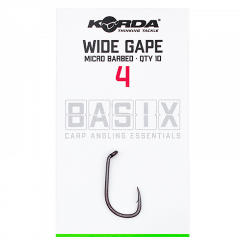 KORDA Крючок Basix Wide Gape №4 с микробородкой 10шт 1